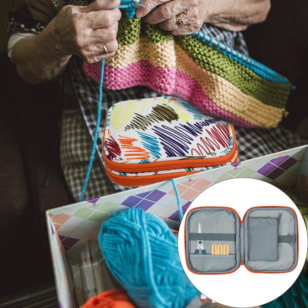Robust let taske garn opbevaringstaske transportabel husholdnings-tote opbevaringstaske til hæklenål gør-det-selv strikkenåle kit organizer taske
