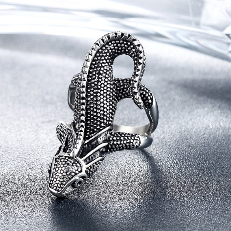 Anillos de lagarto de acero inoxidable 316L para hombre, anillo de motorista Punk, Vintage, gótico, Animal, joyería,