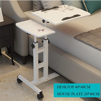 Foldable Computer Table 64*40CM Adjustable Portable Laptop Desk Rotate Laptop Bed Table Can be Lifted Standing Desk: white