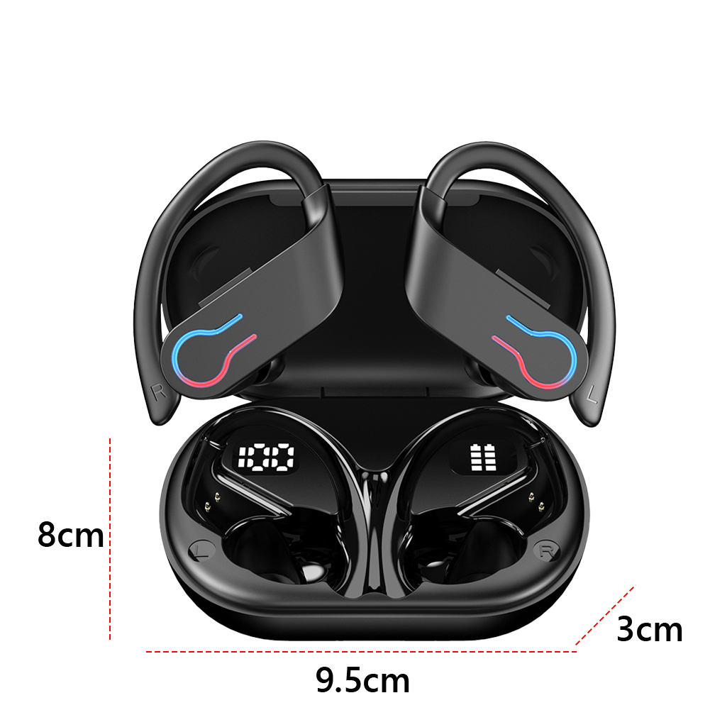 Wireless Earbuds with Earhooks Built-in Mic Earphones BT 5.3 Waterproof Headset Ear Buds for Sports/Workout/Running