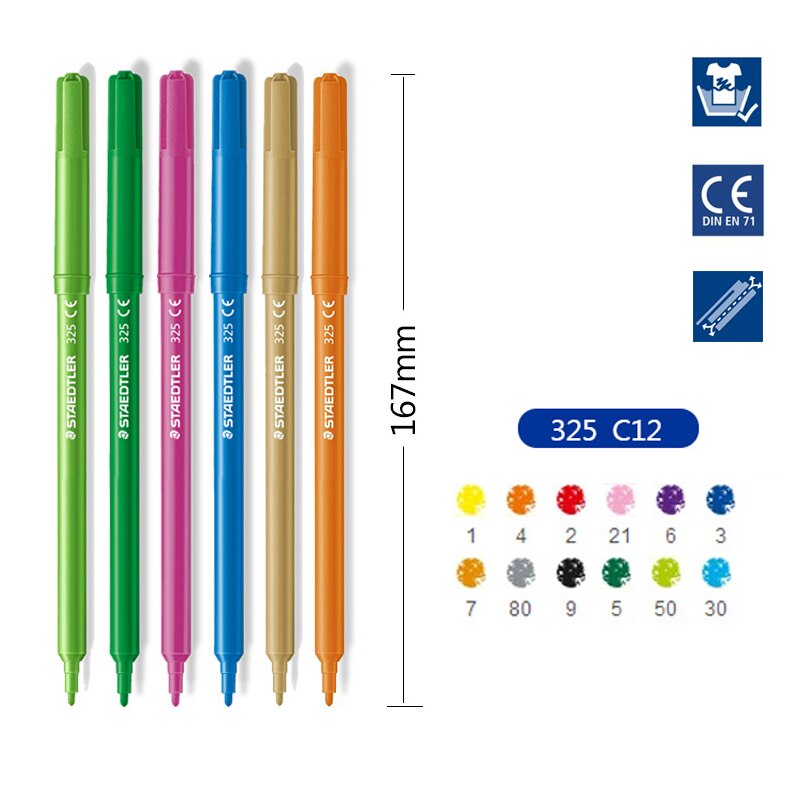 STAEDTLER-rotuladores artísticos solubles en agua 325 C12, conjunto de rotuladores de doble punta para acuarela, rotuladores artísticos con rotuladores suaves para acuarela