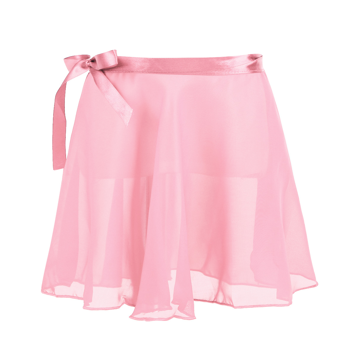 Kids Girls Ballet Dance Skirts Bottom Basic Classic Chiffon Mini Pull-On Wrap Skirt with Waist Tie Performance Costume Dress-up: Pink / S