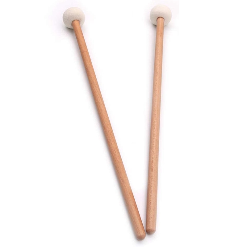 2 st timpani klubba trumpinne filt huvud trä handtag halkskydd bas trumpinnar oumbärligt tillbehör för musikinstrument: Default Title
