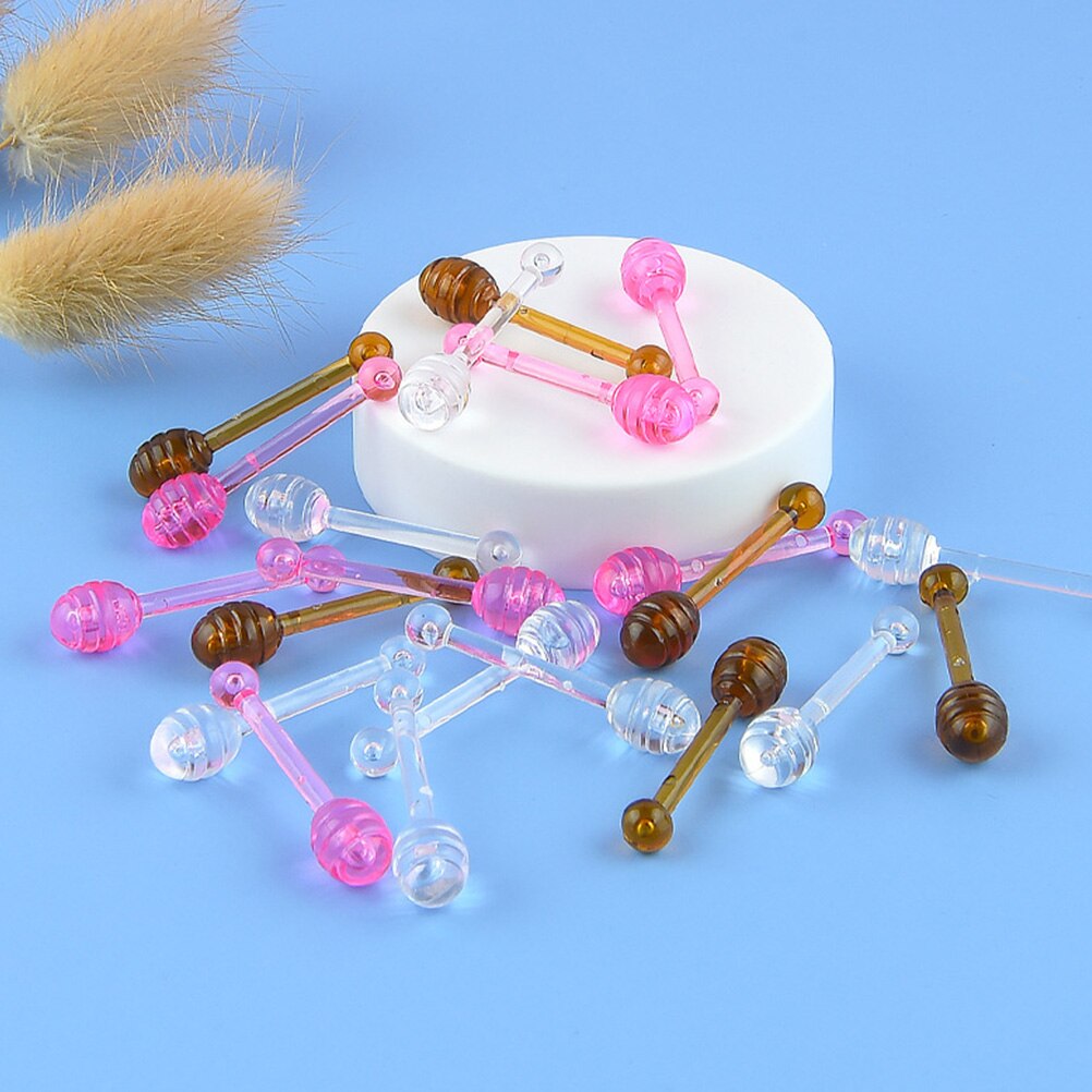 30pcs Portable Plastic Lip Applicators Lip Balm Sticks Applicators Lip Mask Spoons for Salon