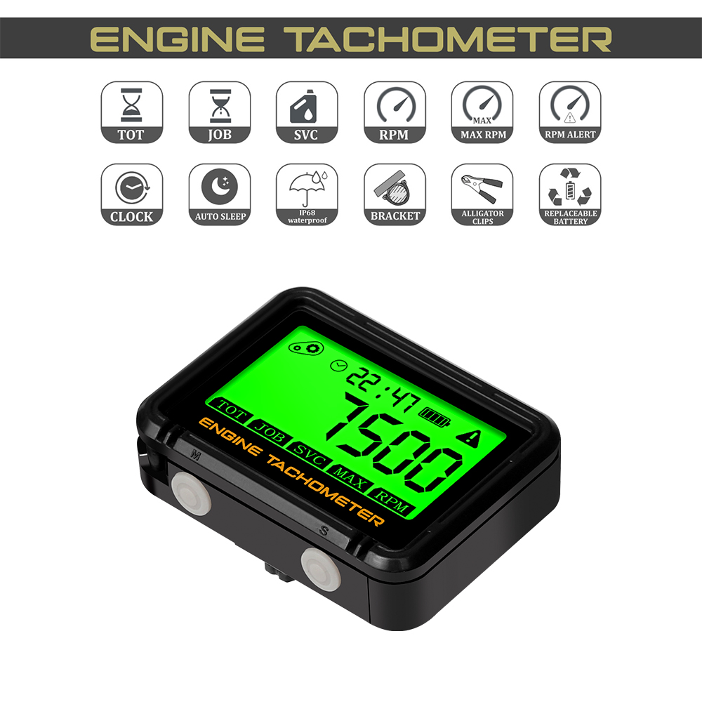 Motorsykkel lcd-turtellere timeteller klokketeller til atv snøscooter bensin båtgenerator instrumenter bil moto tilbehør