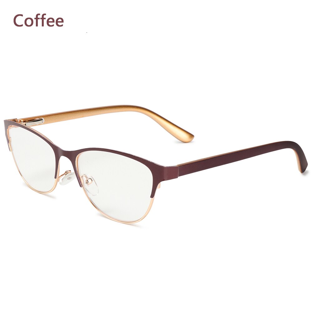 1pc retro half montuur leesbrillen unisex metaal vergroting presbyopie optische bril anti-vermoeidheid hyperopie bril: +300 / Koffie