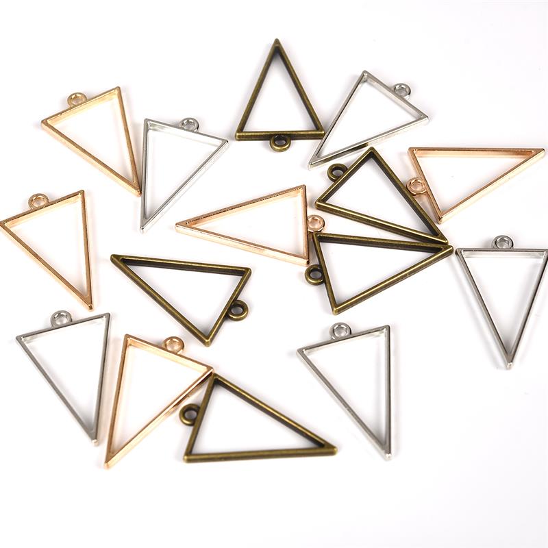 10pcs 25x39mm Triangle Open Back Bezel Hollow Blank Pendant Charm Pressed Flower Resin Blank Frames Pendants Jewelry Making DIY