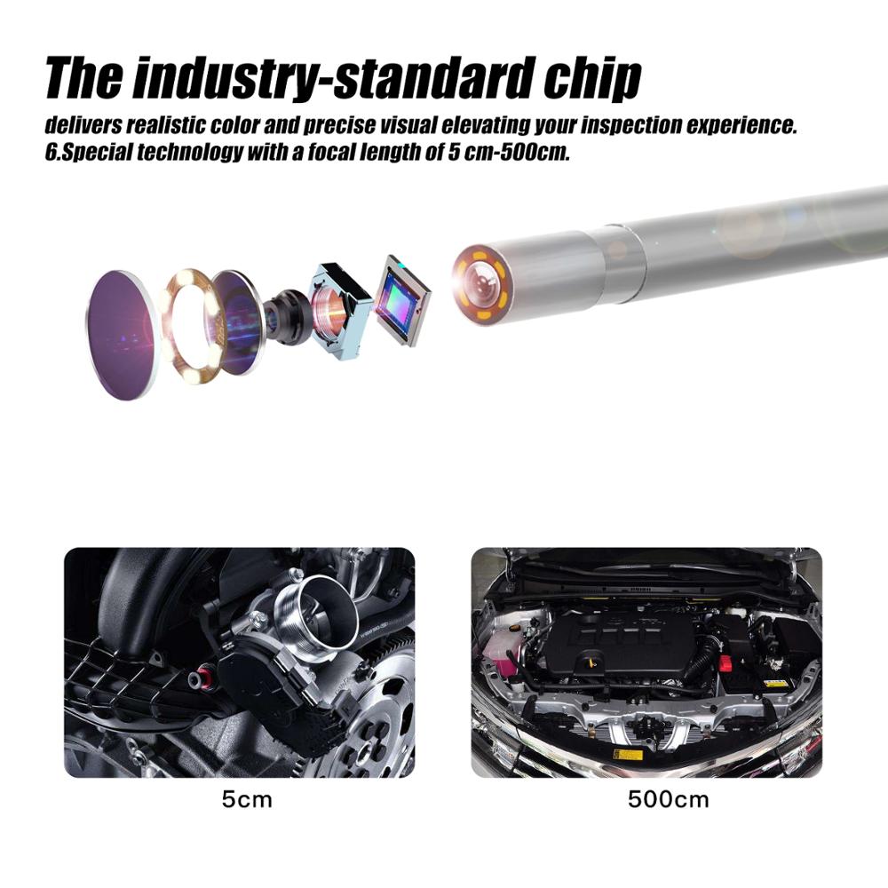 3.9mm Dual lens Wifi endoscope Camera 2.0MP 1080p HD with 18650 Battery 6Leds Borescope For Pipeline Drain Car Inspection Camera