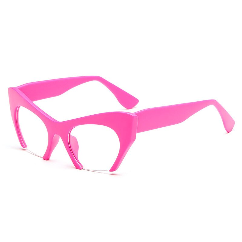 Shauna Retro Vrouwen Half Frame Cat Eye Brilmonturen Mode Optische Frame: Rose red