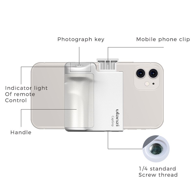 Ulanzi CapGrip Smartphone Gimbal Grip - Bluetooth Remote Control Stabilizer - Anti-Shake Handle