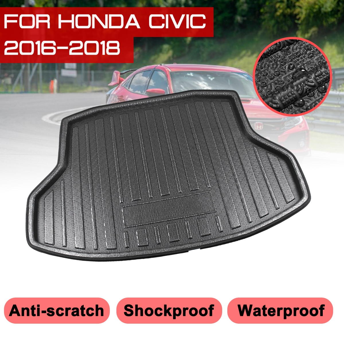 Auto Kofferbak Boot Mat Voor Honda Civic Waterdichte Vloer Matten Tapijt Anti Modder Lade Cargo Liner