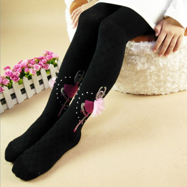 Cotton Tights For Girls Cute White Princess Dance Children Pantyhose Ballet Girls Tights Elastic Baby Girl Stockings For 1-9 Yrs: 06-03 Black / S ( 1-3 Years Old )