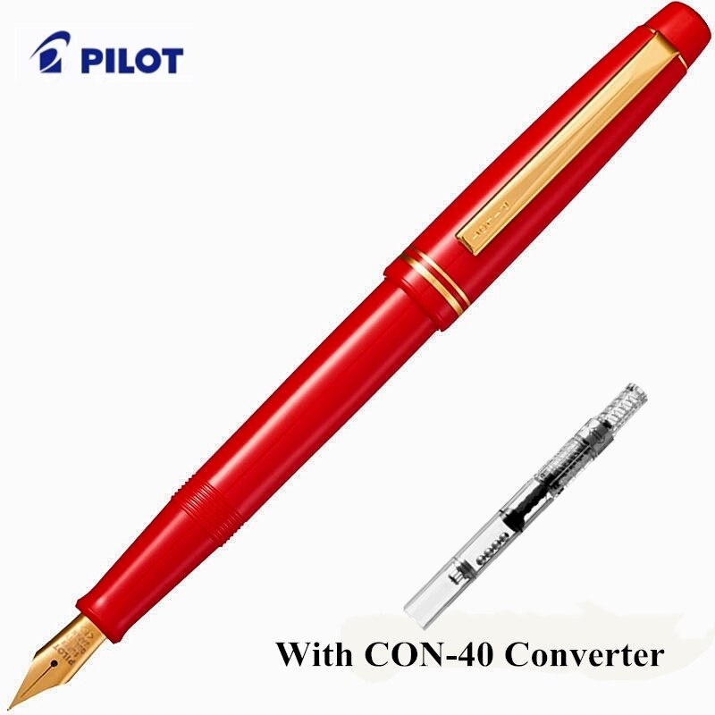 PILOT 78g 78g+ Original Fountain Pen Japan Excellent EF/F/M 22K Gold Nib School Students Practice Writing Ink Pens With Box: Red / F0.38mm