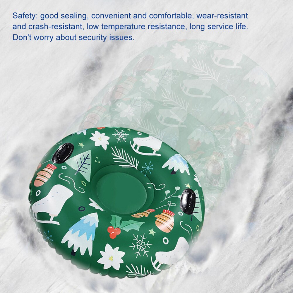 Snow Tube Inflatable PVC Outdoor Sports Adults Childern Ski Circle Portable Winter With Handle Games Round Wear Resistant Family