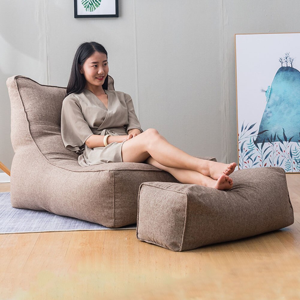 Pufa wszystkie sezony zmywalna miękka sypialnia dmuchana sofa pokrywa Dom fasola torba solidna leżanka siedziba pedał ochronny narzuty salon: Linen brązowy 2