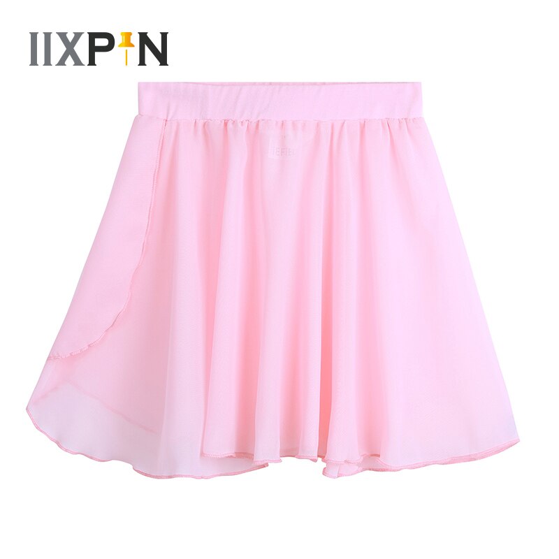 Barn jenter ballettskjørt dans grunnleggende klassisk chiffon mini pull-on omslagsskjørt ballerina kjole barn tutu ballett trikotkjole tenåringer
