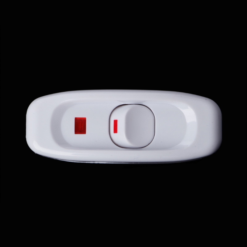 Compact White Plastic In-line Cord Light Lamp Switch 10A 250V with LED Indicator