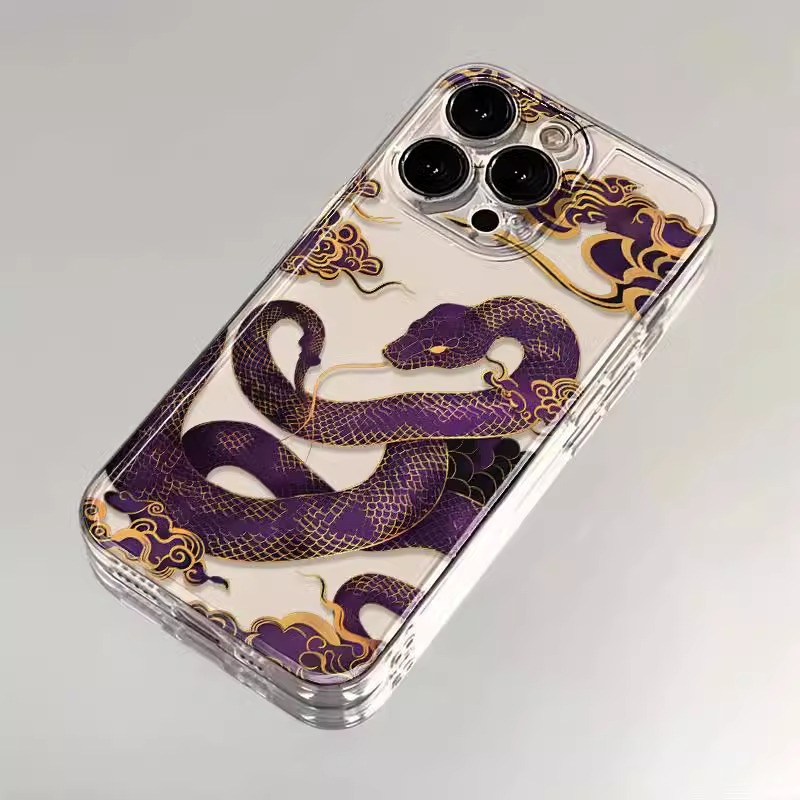 Purple Snake Phone Cases For iPhone 16 15 14 13 12 11 Pro Max XR 8 7 Plus 13 12 Mini Soft Transparent Cover: For iPhone 12