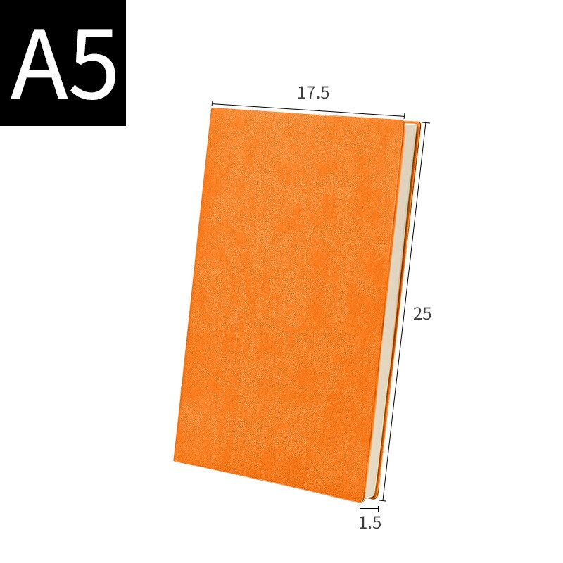 Simple business office PU leather notebook student a5 a6 b5 soft copy notebook: A5 Orange 14.5x21