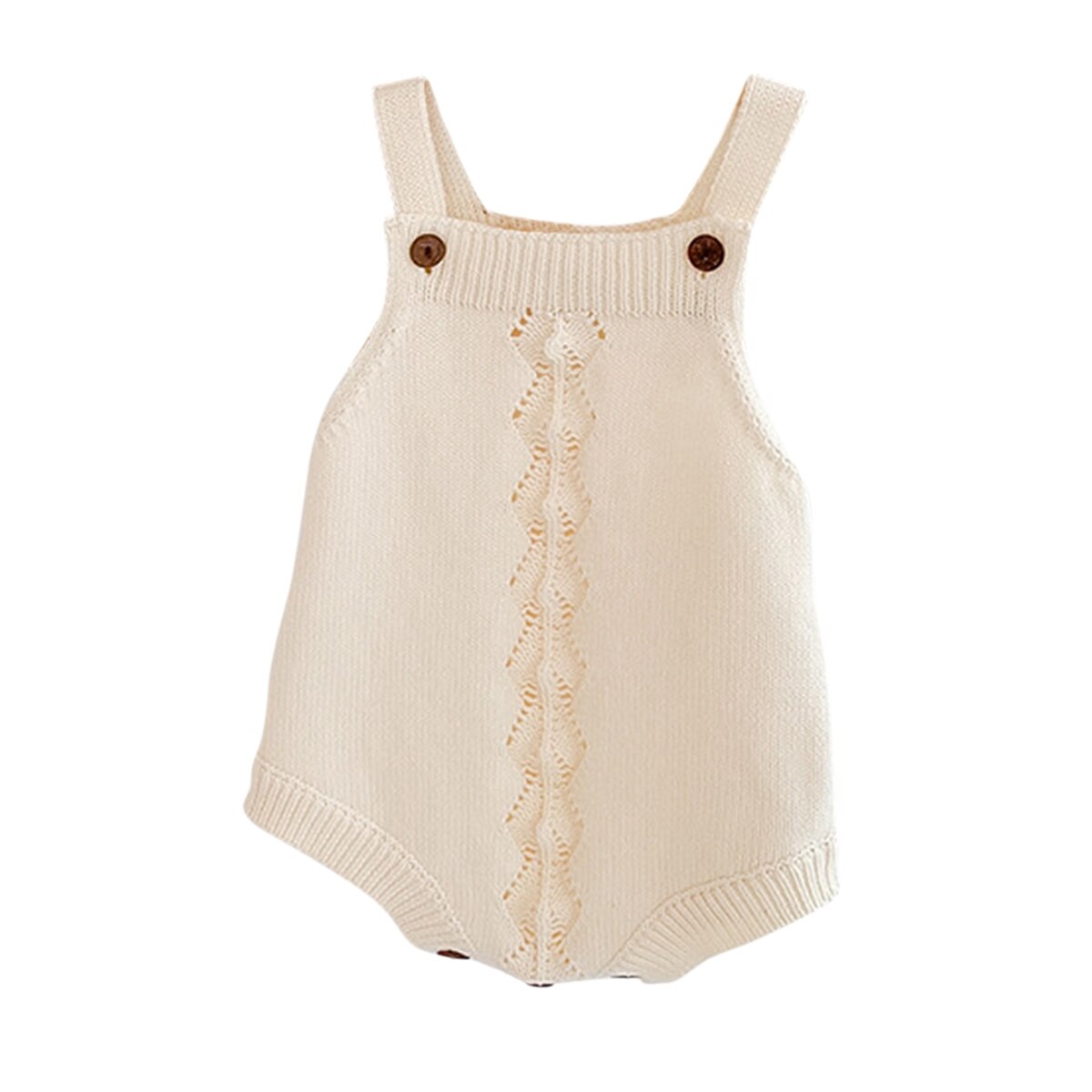 Roupa do macacão da menina do menino da criança, pijamas de uma peça sem mangas do fechamento da pressão da correia da cor sólida por 0-2 anos: Bege / 6 m