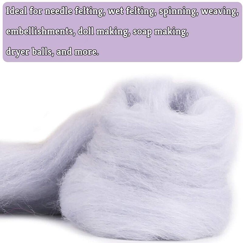 LMDZ Wool Roving Bulk Wool Chunky Yarn Soft Felting Wool Supplies for Hand Spinning, Felting, Blending, Weaving and DIY Craft