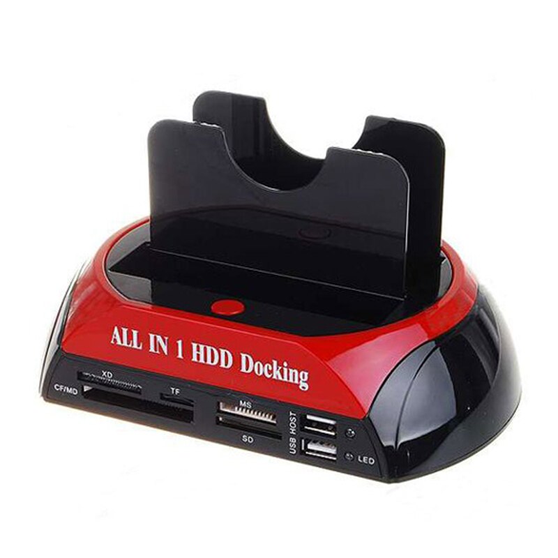 TCCmebius Station D'Accueil USB 2.0 SATA+IDE Dual Bay + Lecteur Cartes + Hub USB – 2.5/3.5" HDD SSD Jusqu'à 20To