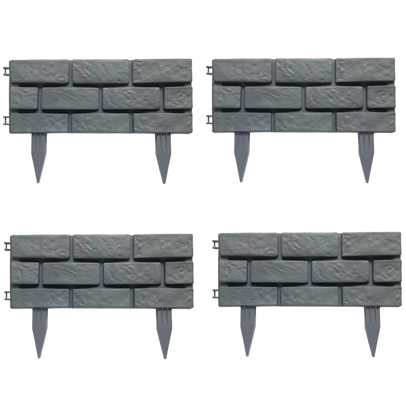 4Pcs Garden Edging Courtyard Grass Rectangle Stone Brick Effect Accessories Plant Bordering Path Lawn Fence Decoration: Default Title