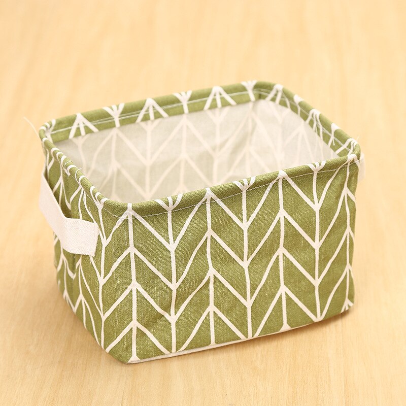 Cotton hand junk basket cabinet desk box cloth storage basket: Green