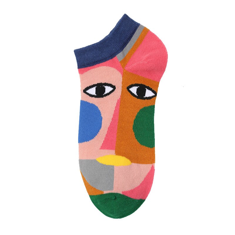 Calcetines bonitos de algodón para hombre, calcetines tobilleros cortos coloridos e informales con números geométricos de fruta, maíz y cerveza,: Rojo coral