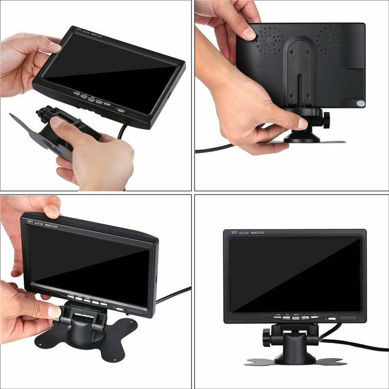 YuanTing-moniteur LCD 7 pouces TFT | Écran de résolution 800X480, avec support de télécommande, 2 entrées AV, pour caméra de sauvegarde de voiture