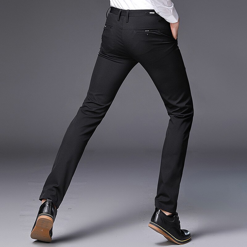 Pantalón de traje Formal negro para hombre, pantalones clásicos de negocios ajustados para hombre, pantalones de vestir para oficina o boda, pantalones de vestir para hombre, Perfume Masculino