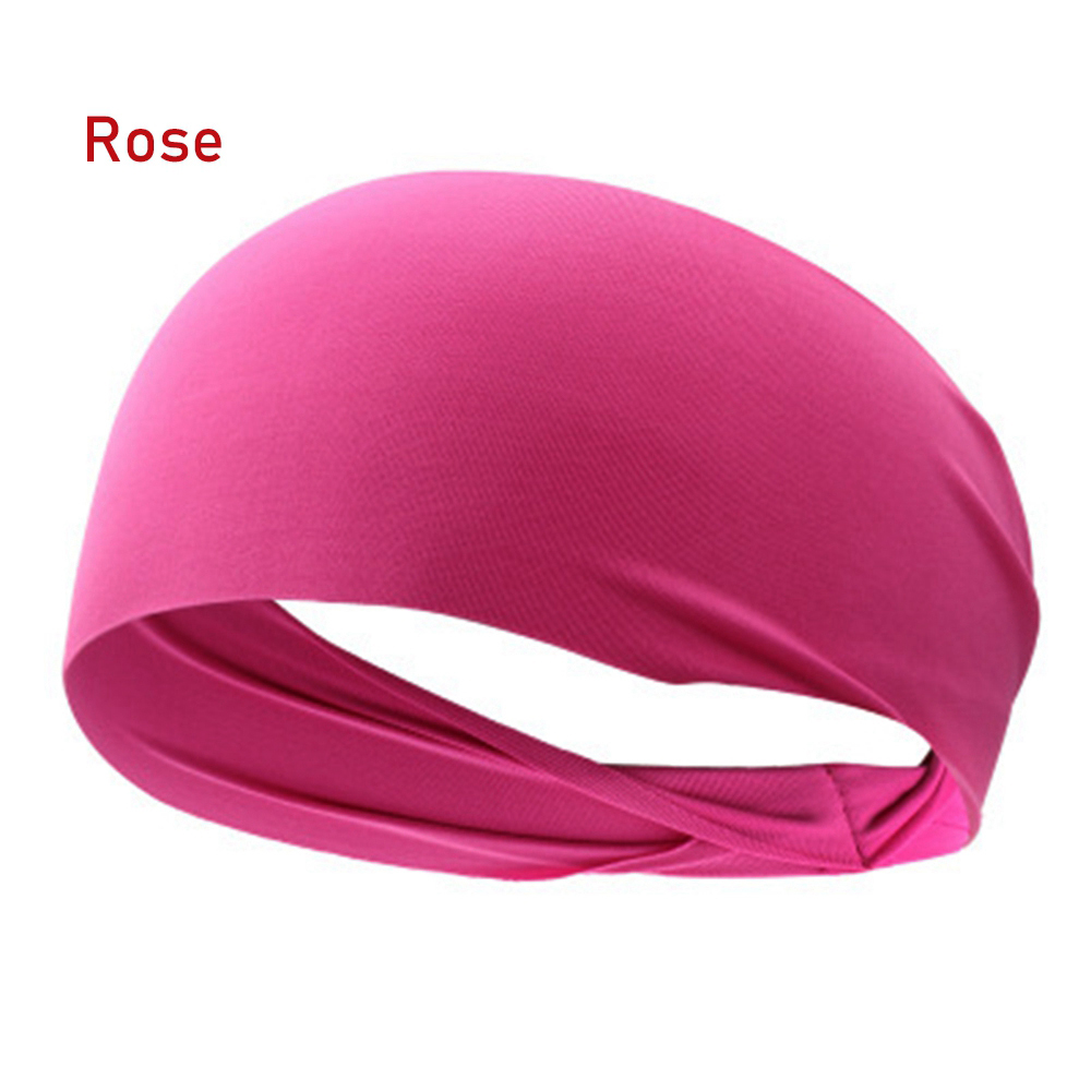 Unisex Elastic Yoga Headband Sport Sweatband Running Sport Hair Band Turban Outdoor Gym Sweatband Sport Bandage Accessory: rose(23x10cm)