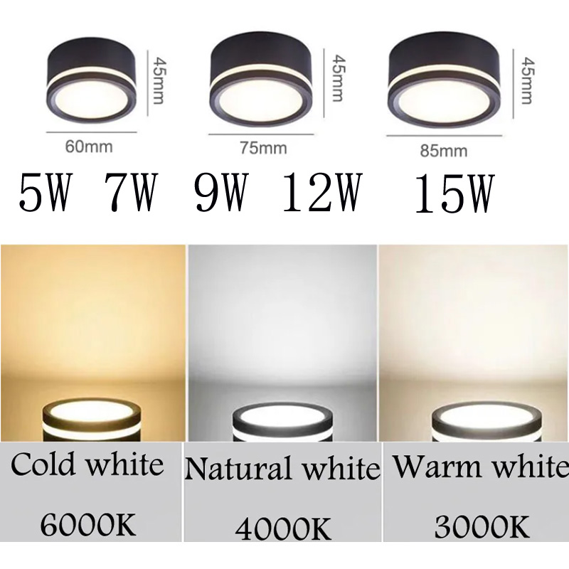 Luz de techo luminiscente lateral empotrable LED montada en superficie 5W 7W 9W 12W 15W foco empotrable LED regulable de estilo nórdico