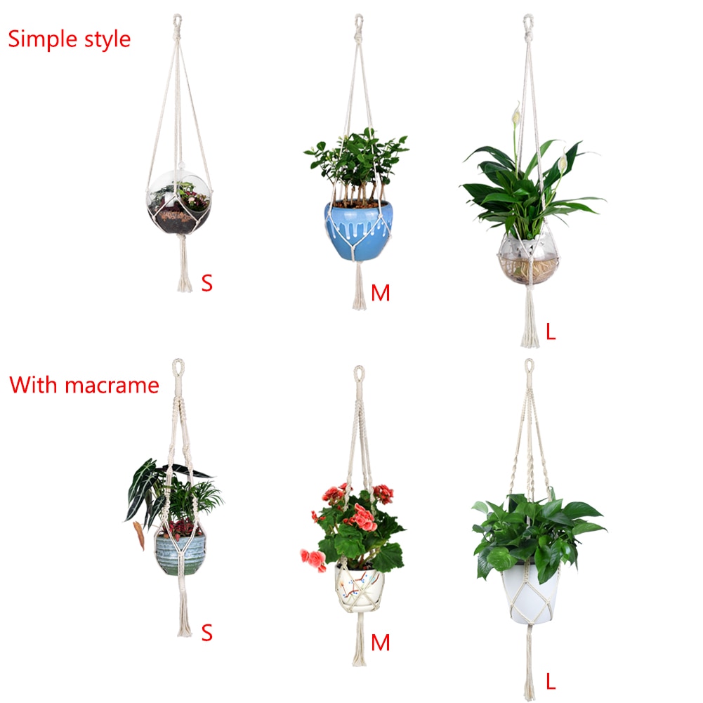 WITUSE 1PC Macrame Plants Hanger Hook 4 Legs Retro Flower Pot Hanging Rope Holder String Home Garden Balcony Decoration Wall Art
