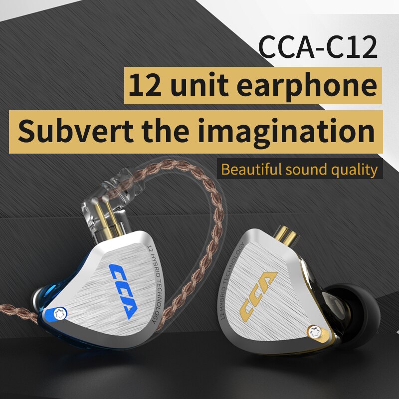 CCA C12 5BA + 1DD hybride dans l'oreille casque 12 pilotes unité HIFI DJ moniteur écouteurs écouteurs KZ ZSX AS10 ZST CCA C10 C16