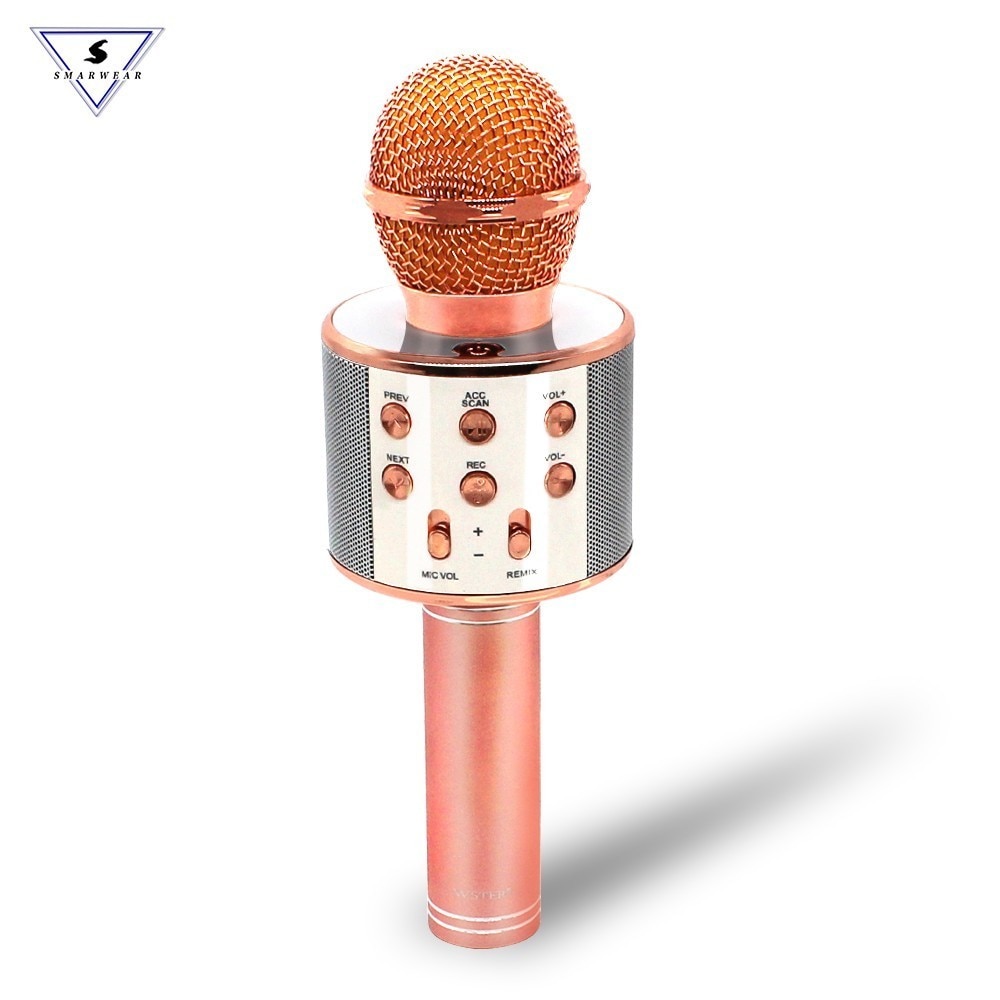 100% Originele Wster WS-858 Draadloze Karaoke Microfoon 5 Magic Stemmen Wisselaar Bluetooth Zingen Mic Speaker Voor Telefoon Computer
