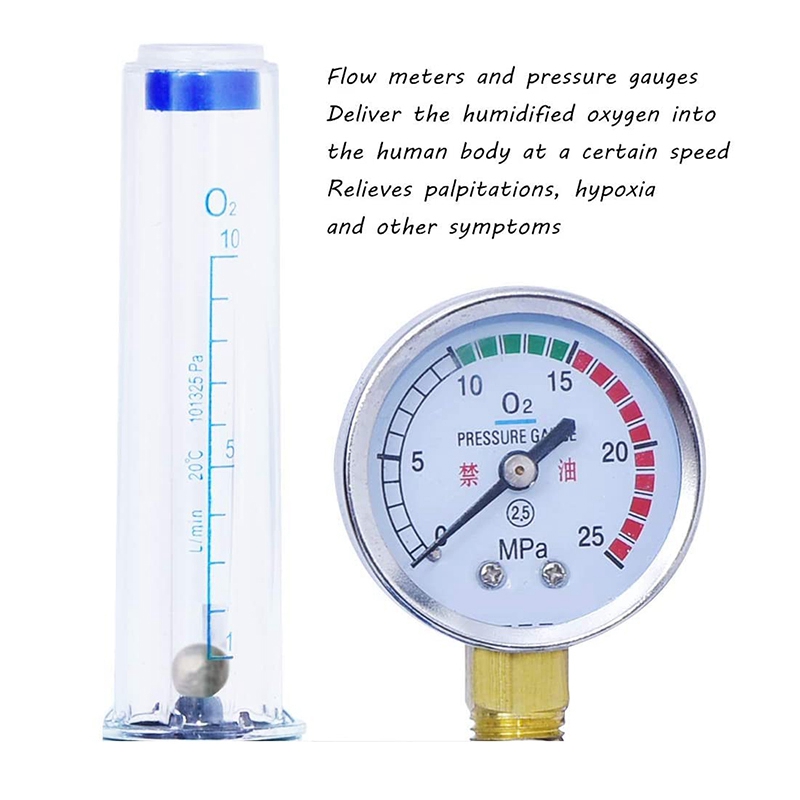 Zuurstof Flow Zuurstof Flowmeter Manometer Druk Zuurstof Valve Regulator 0-10L/Min G5/8