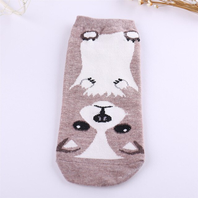 Kvinner dyr ankelsokker venn mopper corgi rottweiler schnauze samojed hund kjæledyr sox til eldre låve eller voksen unisex sokken: Brun