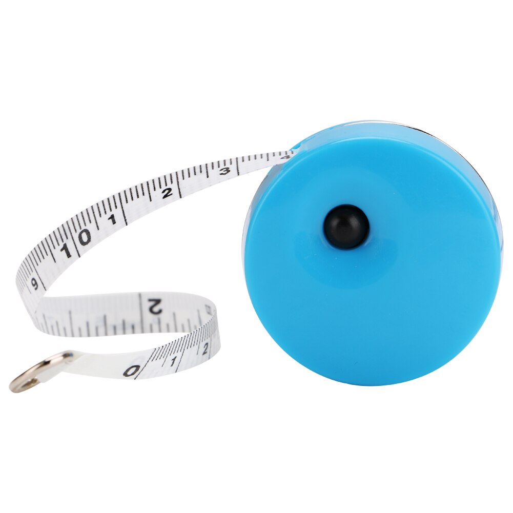 Mini litet måttband måttband nyckelring tejp 1.5 meter /60 tum klädstorlek bärbar infällbar måttband: Blå