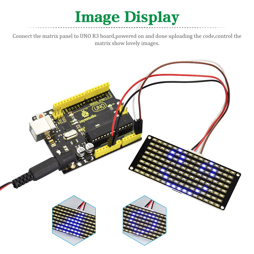 Keyestudio 8X16 Led Dot Matrix Board Module Met Ph 2.54 Connector + 4Pin Kabel Voor Arduino