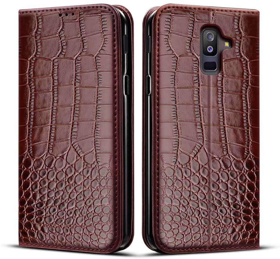 Voor Samsung Galaxy J8 Case J810 J810f Sm-j810f Siliconen Funda Flip Leather Case Voor Samsung Galaxy J8 Cover: Style 1 Brown