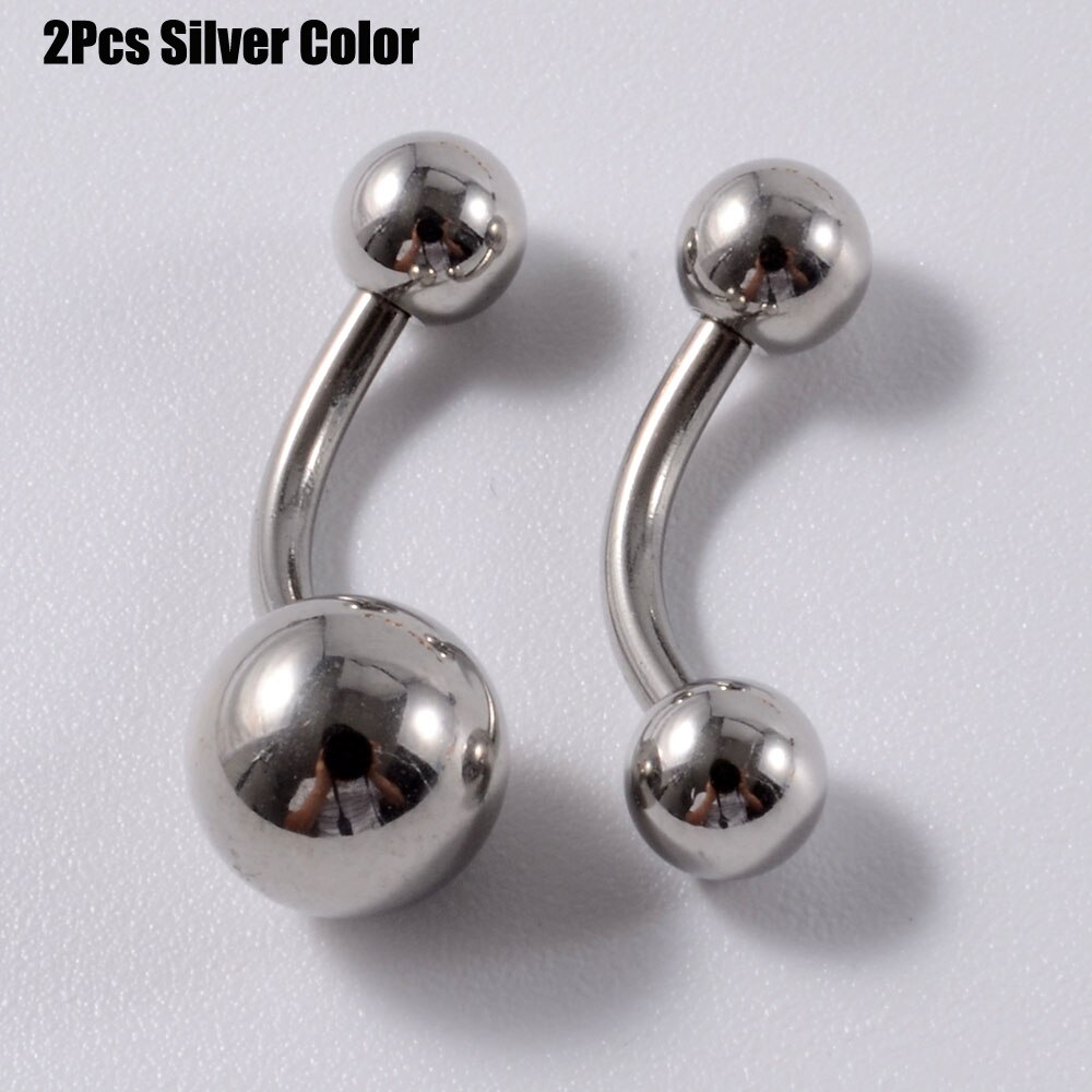 Piercing para el ombligo Mxied de 14g x 10x5/8mm, Piercing para el ombligo, dorado, Negro, Rosa, chapado en oro anodizado, joyería para el cuerpo, 2 uds.: Silver