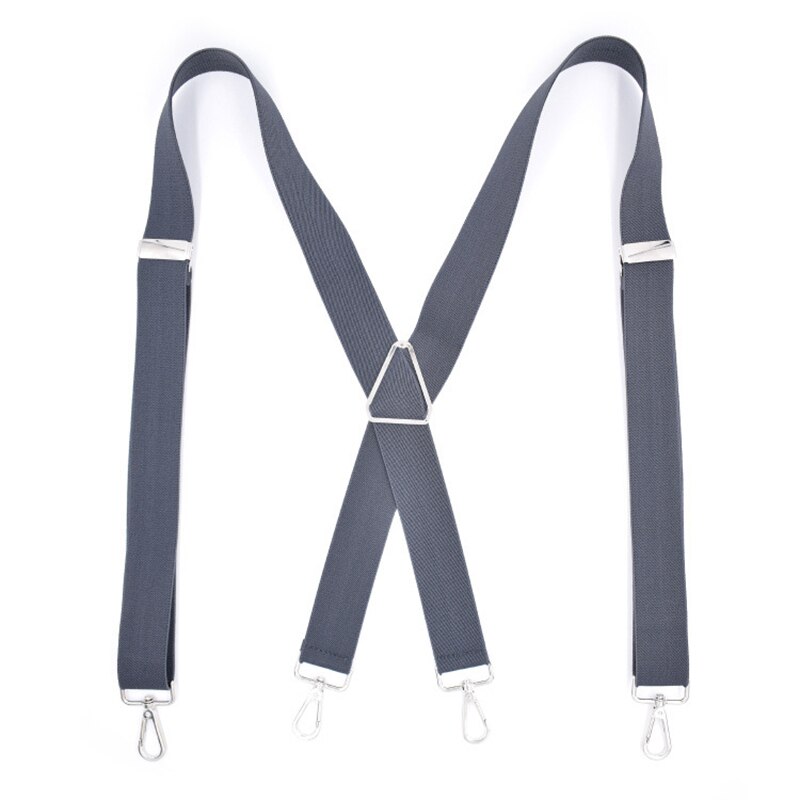 Vintage Shirt Suspenders Braces for Men X Back with Hooks Large Size Heavy Duty Suspensorio Tirante Trousers Pants Strap Bretele: Grey
