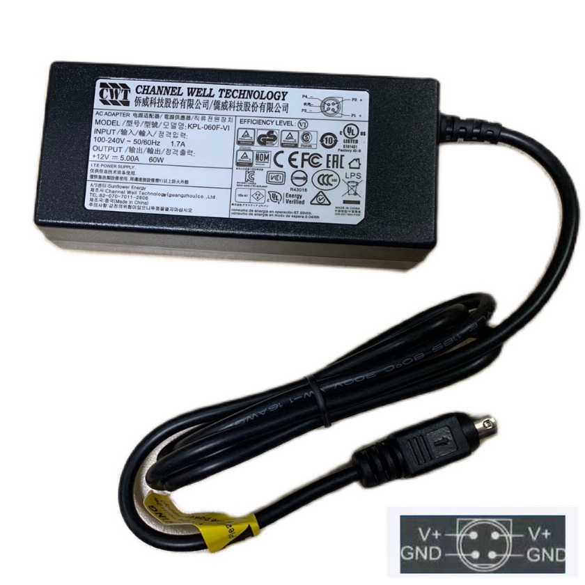 CWT 12V 5A 4PIN 60W AC DC Adapter For HIKVISION 7816HW 7808HW Monitor Display Power Supply Adaptor Charger KPL-060F-VI