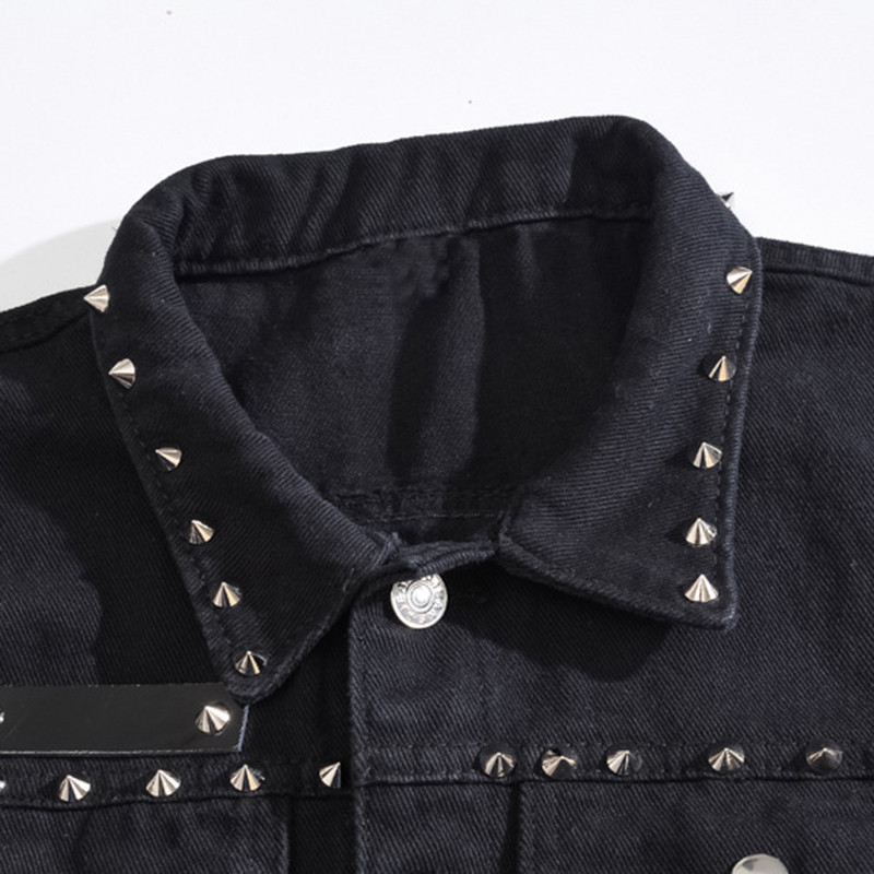 XIU LUO 5XL Denim Weste männer Punk Felsen Stil Niet Cowboy Schwarz Jeans Weste roh Rand Männlichen Motorrad Jacke ärmel Panzer