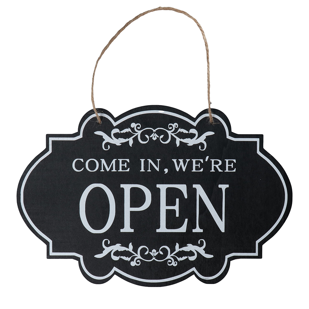 Åpent og lukket forretningsskilt dobbeltsidige tre åpne hengende skilt for restaurant klubb kafé hotell bar butikk: Default Title