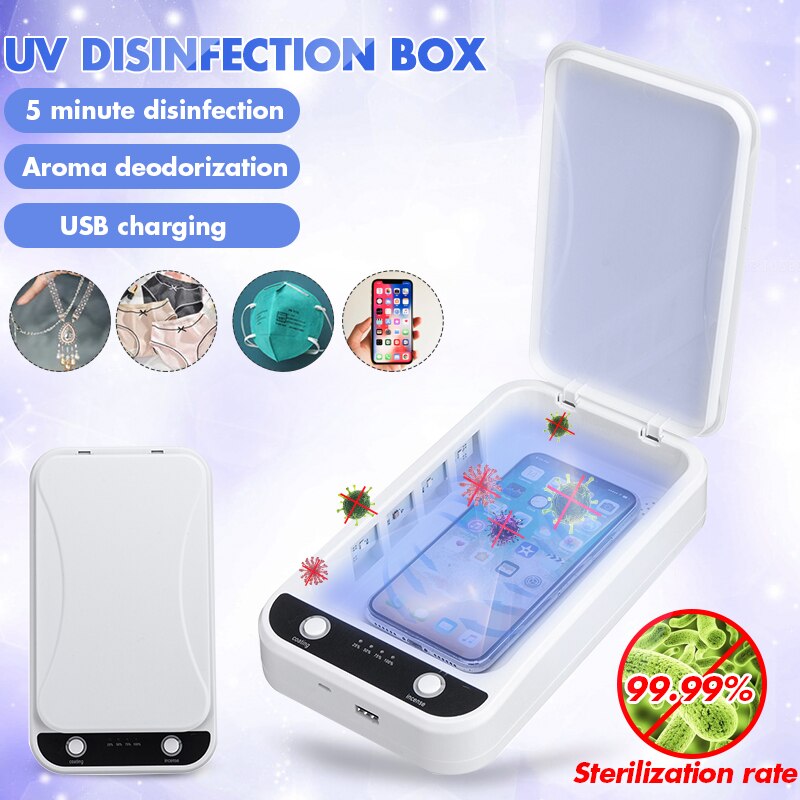 5V Uv Licht Telefoon Sterilisator Box Sieraden Telefoons Cleaner Personal Sanitizer Desinfectie Kast Met Aromatherapie Esterilizador