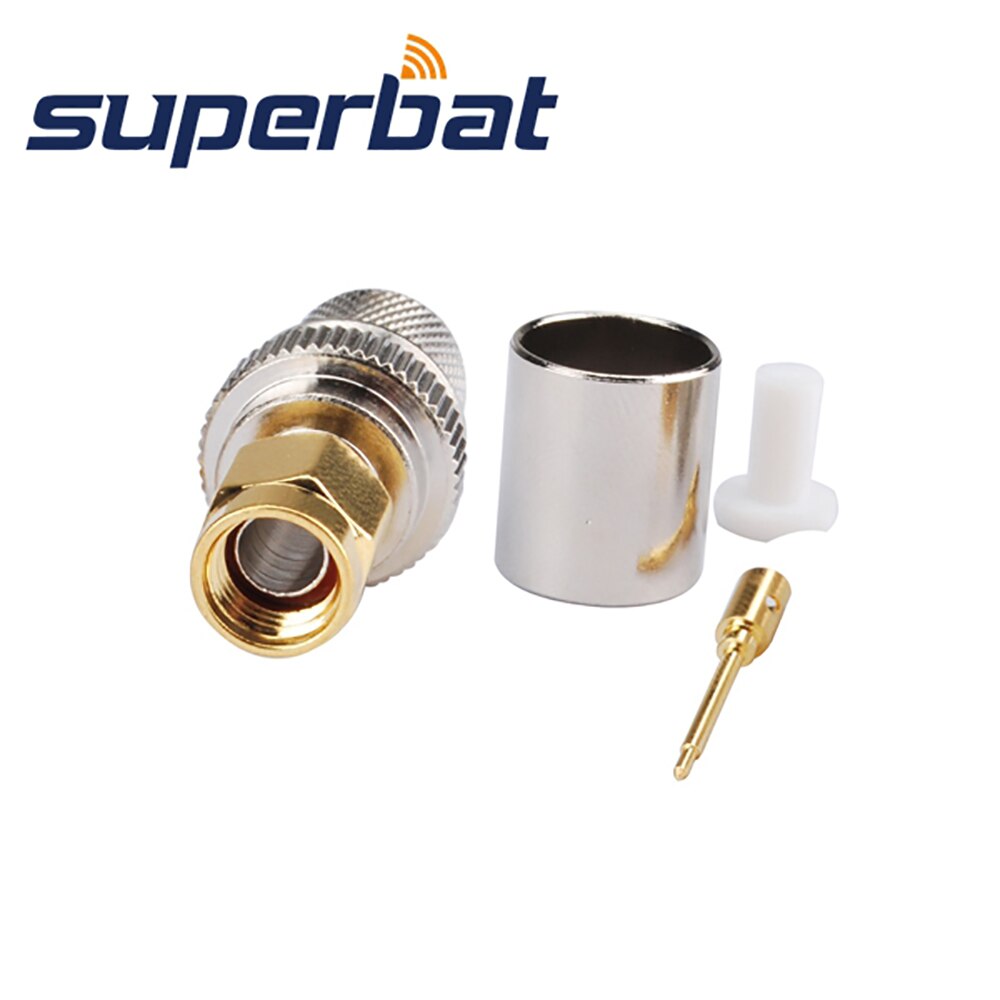 Superbat 10pcs SMA Male PC/LAN Crimp for Coaxial Cable RG8 RG213 LMR400