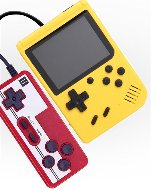 2021 nuovi giochi 400 integrati batteria da 1000mAh Console di gioco portatile Video retrò Gamepad 2 giocatori raddoppia lettore di giochi LCD da 3.0 pollici: Yellow with Gamepad