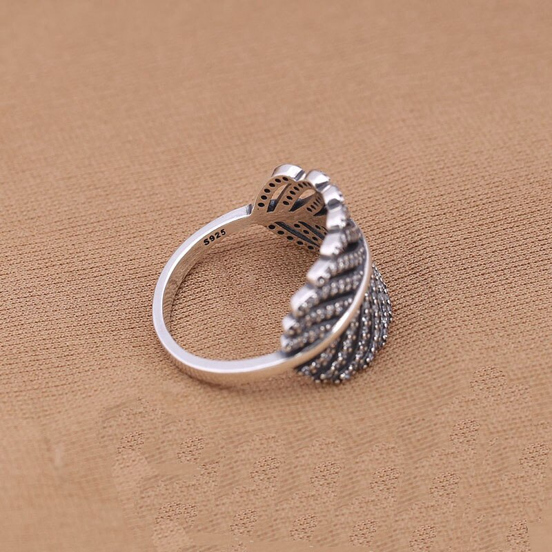 Authentic 925 Sterling Silver Rings Light As A Feather, Clear Cz Wedding Jewelry Compatible with European